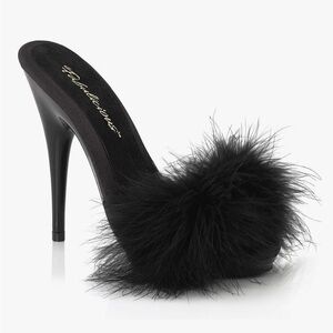 Elegant Black Feathered High Heels